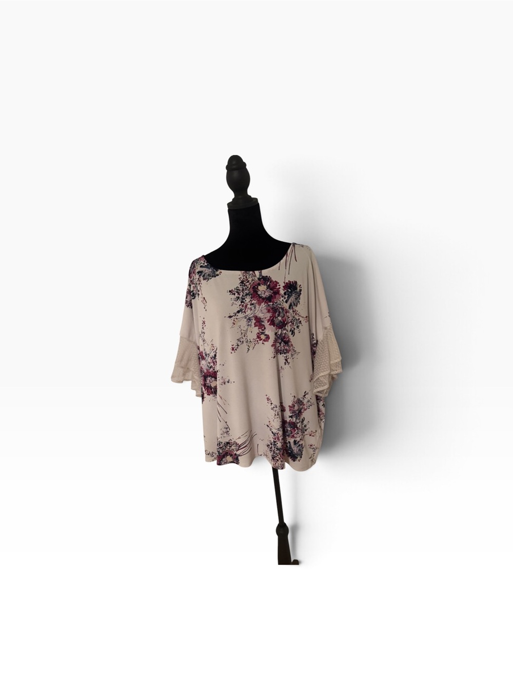 Maurices Blush Floral Scoop Neck Top with Purple Accents
